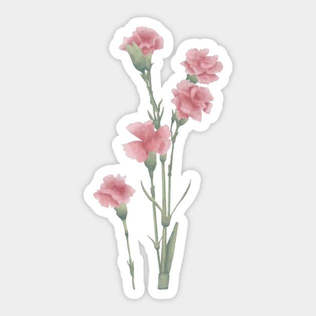 Pink flower Watercolor Flowers Sticker TeePublic
